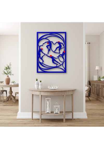 Mavi Dans Eden Figürler Metal Tablo 58x80 Cm Çok Renkli