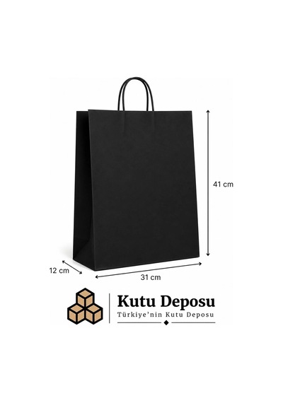 31x41x12 Cm Kraft Siyah Poşet 25 Adet