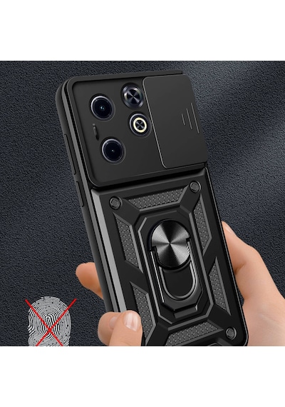 İnfinix Smart 8 Kılıf Magnetik Standlı Kamera Korumalı Sürgülü Vega Kapak - Mavi Mavi