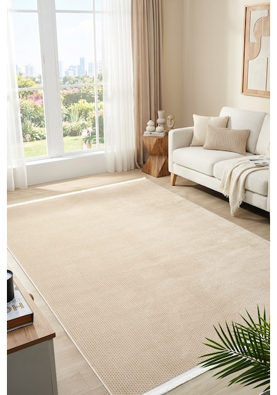 Mariesse Home Agra Serisi Akrilik Dokuma Salon Mutfak Yolluk Makine Halısı Mono 889 Bej