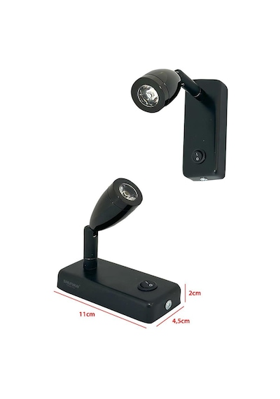 Shuıvan Led Okuma Lambası Günışığı 12v 3w Kısa - Siyah-1183