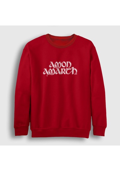 Presmono Unisex Amon Amarth Sweatshirt Kırmızı