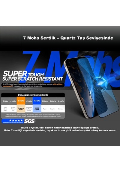 Apple Uyumlu   iPhone 17 / 17 Pro 7 Mohs Sertlikte Çizilmelere Karşı 3 Kat Dayanıklı Hd Cam Ekran Koruyucu