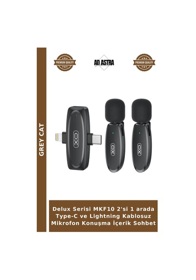 Delux Serisi Mkf10 2'si 1 Arada Type-c Ve Lightning Kablosuz Mikrofon Konuşma İçerik Sohbet
