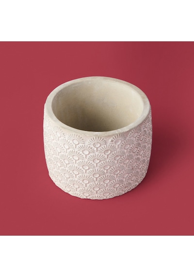 Objevii Işık Desen Beton Saksı - Bej - 10x13 Cm Renkli