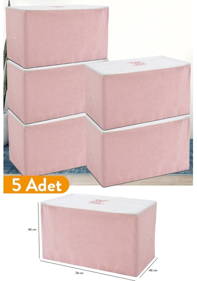 Serstil 5 Adet - Büyük Boy Pembe Çizgili Hurç - 74 X 46 X 46 Cm