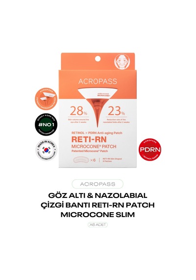 Retinol Ve Pdrn Mikro İğneli Göz Altı Ve Nazolabial Çizgi Reti-rn Microcone Patch Slim 6 Lı