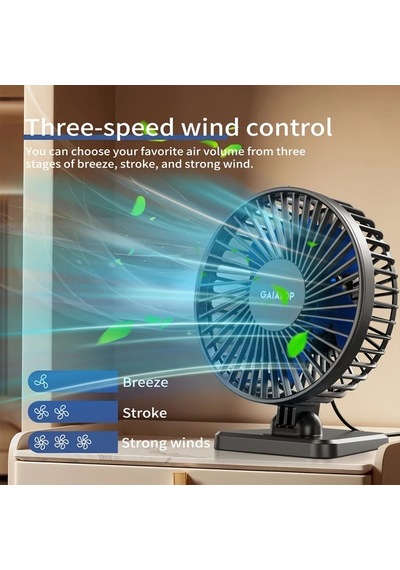 Zhanglei001 Gaıatop Kompakt Masaüstü Fanı Siyah Ve Mavi 3 Rüzgar Hızı Sessiz Taşınabilir Mini Fan Ofis Yatak Odası Seyahat Açık Hava