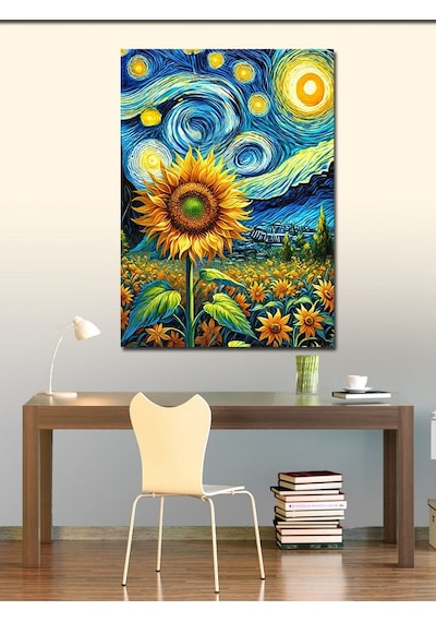 Kanvas Tablo Van Gogh Tarzı Ayçiçeği 100cmx140cm