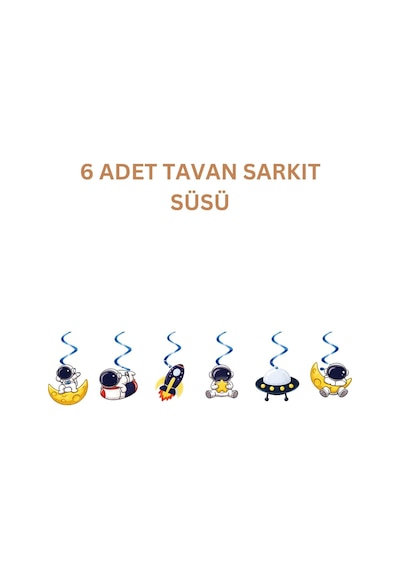 Uzay Temalı Parti Seti Tavan Sarkıt, İyi Ki Doğdun Banner, 3d Gözlük, Pasta Figürü Ve Mısır Kutusu Mavi