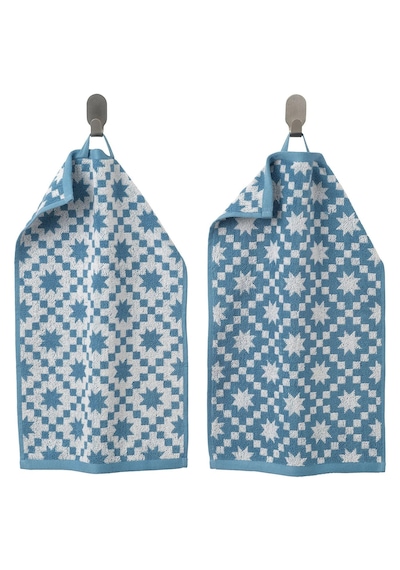 Ikea Pılguldmal Mavi-beyaz 30x50 Cm El Havlusu 2 Adet Beyaz - Mavi
