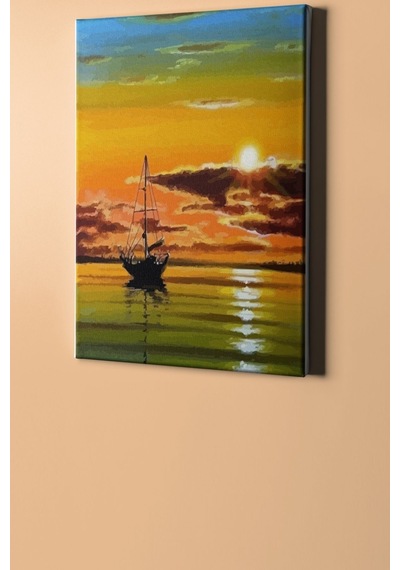 Webstyle Sayılarla Boyama Seti Kasnaklı Okyanusta Gün Batımı 40 X 50 Cm