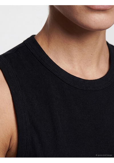 Lcw Vision Siyah Bisiklet Yaka Fitilli Bodycon Elbise