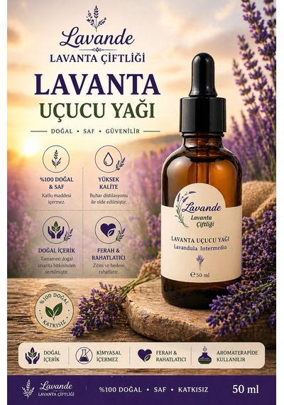 Lavande Lavanta Çiftliği Lavanta Yağı L. İntermedia Cam Damlalıklı 50 ML