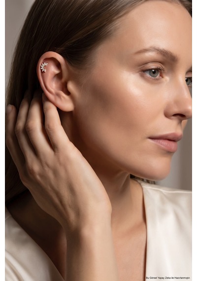 Tiara 18 Ayar Sarı Altın Kaplama Gümüş Conch-helix Piercing
