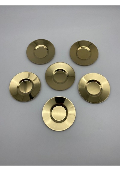 6'lı Gold Paslanmaz Çelik Çay Tabağı Seti Pasct01 Gold