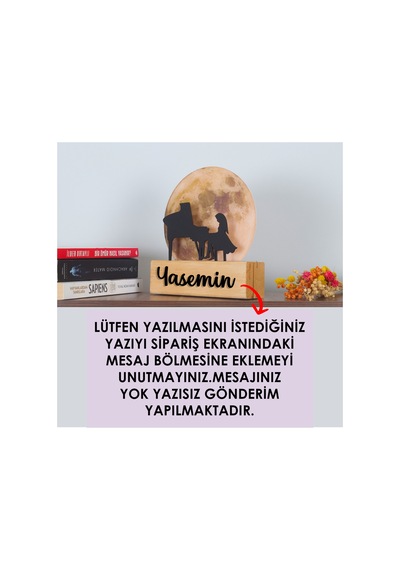 Işıklı Pleksi Dolunay Kişiselleştirilebilir Biblo Talento Piyano Çalan Kız Anahtar Askılığı Sarı - 740353818 Sarı