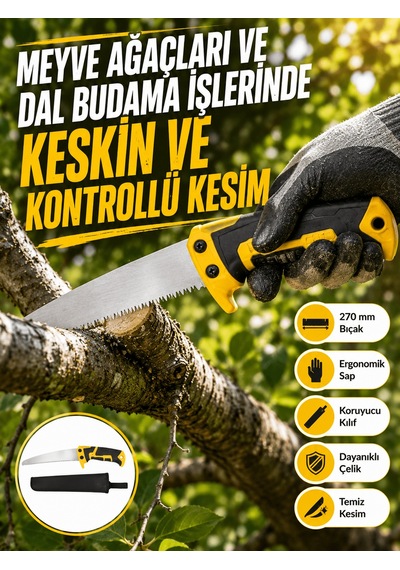 Kılıflı - 525 - Budama Bahçe Testeresi 270 Mm - Cadde101 - Düz Bıçaklı Adet