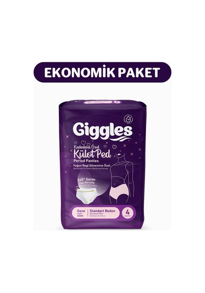 Giggles Külot Ped 52-100 Bel Ölçüsü 360 Esnek Beden Sızdırmaz Regl Gece Külodu 10 Paket 40 Adet
