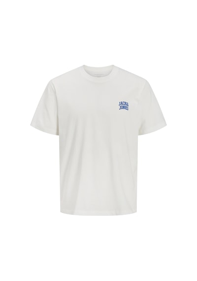 Jack & Jones Erkek Bisiklet Yaka Gögüs Baskili Tisört - Noge - 12310399 Beyaz
