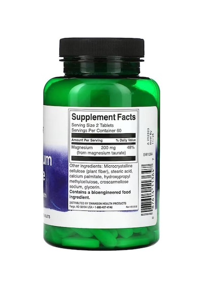 Swanson, Magnesium Magnezyum Taurate, 100 Mg, 120 Tablet