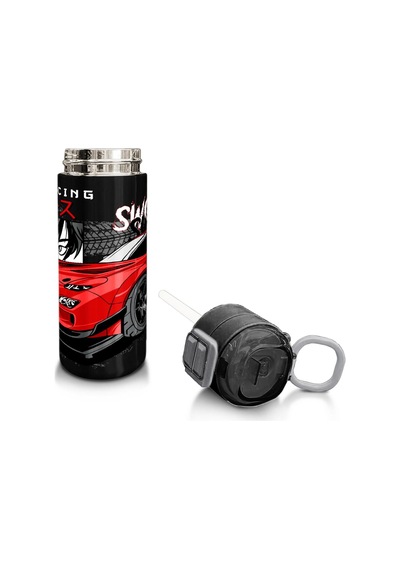 Coral High Kids Siyah Kırmızı Anime Araba Desenli Pipetli Ve Direkt İçim Çelik Termos 500 Ml 31948 Kırmızı - Mavi - Siyah