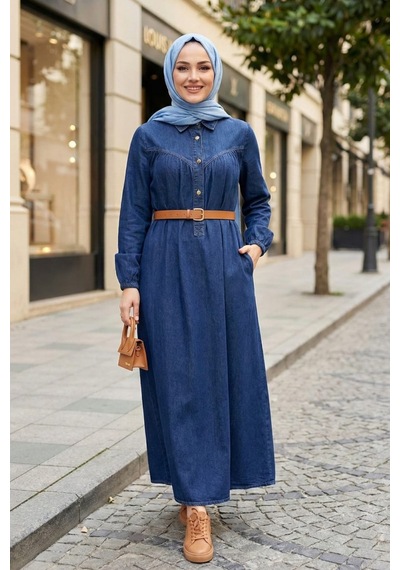 Hb Harma Time Butik Kadın Kemerli Düğmeli Koyu Mavi Kot Tesettür Elbise Koyu Mavi Koyu Mavi Hb Harma Time Butik Kadın Kemerli Düğmeli Koyu Mavi Kot Tesettür Elbise Koyu Mavi Koyu Mavi