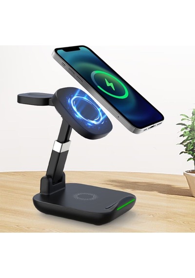 3-in-1 15w Kablosuz Şarj İstasyonu Telefon, Kulaklık Ve Akıllı Saat İçin Hızlı Wireless Charging Stand-1543