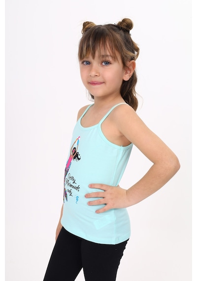Toontoy Kids Toontoy Kız Çocuk Deniz Kızı Baskılı Pul İşlemeli Atlet Mint Yeşili