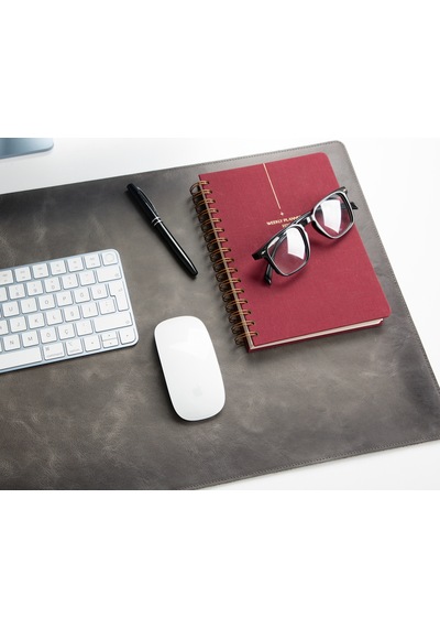 Atelier 91 Ash Gray Leather Desk Mat - Medium M