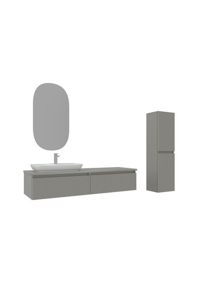 Orka Lentia 160 Cm Mat Kaşmir Banyo Dolabı Takımı Ve Boy Dolabı Kaşmir