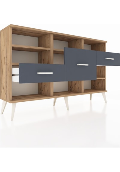 Arges Konsol 5 Raflı 3 Çekmeceli 132x30x83 Çam-çam/antrasit Çam/antrasit Arges Konsol 5 Raflı 3 Çekmeceli 132x30x83 Çam-çam/antrasit Çam/antrasit