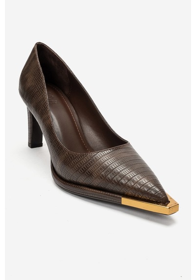 Luvi Shoes Carlotta Kahverengi Çizgili Kadın Topuklu Ayakkabı