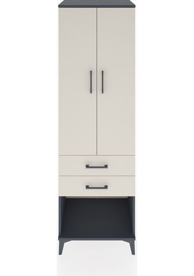 Hyperion Dolap Tek Raflı 2 Çekmeceli Tek Askılı 60x44x195 Antrasit-aytaşı Antrasit