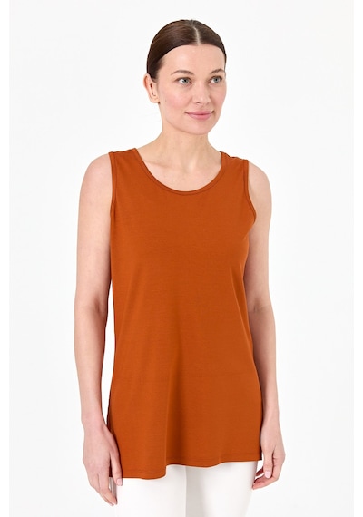 Kadın Askılı Penye T-shirt Taba Taba