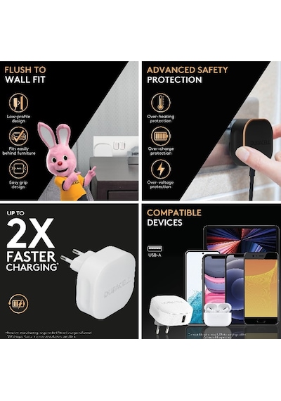 Duracell 12W 1XUSB Telefon/Tablet Şarj Cihazı Beyaz