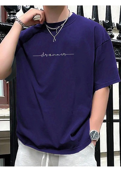 Startmore Oversize Erkek Dreamer Baskılı Bisiklet Yaka T-shirt Saks Startmore Oversize Erkek Dreamer Baskılı Bisiklet Yaka T-shirt Saks