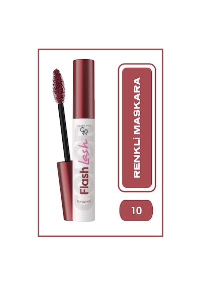 Golden Rose Suya Dayanıklı Förmüllü Hacim Veren Flash Lash Renkli Maskara 10 Burgundy