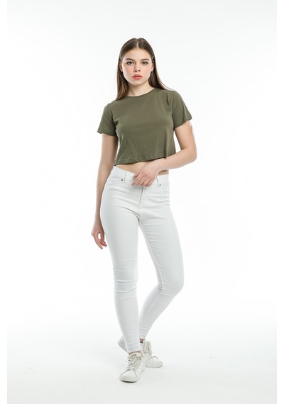 Kadın Crop Örme Tişort Spr21y13 001