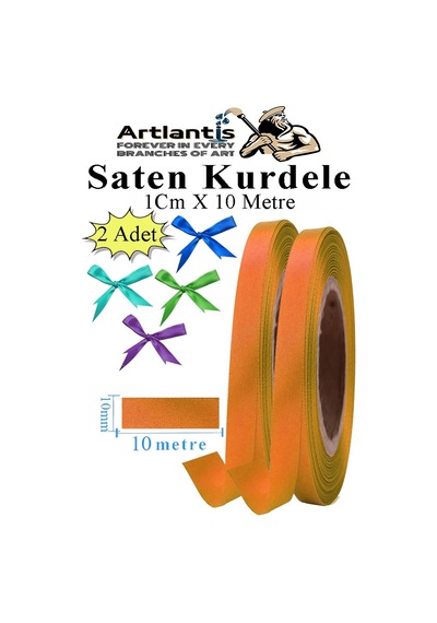 Turuncu Kurdele Saten 1 Cm 10 Metre 2 Adet Saten Kurdela Parlak Hediye Ve Süsleme Şeridi Süs Paketleme Çiçek Saç El