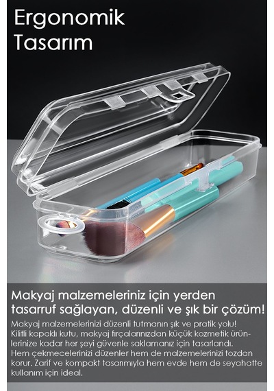 Taşınabilir Makyaj Organizeri - Şeffaf Çok Amaçlı Kozmetik Makyaj Fırçası Düzenleyici Fırçalık