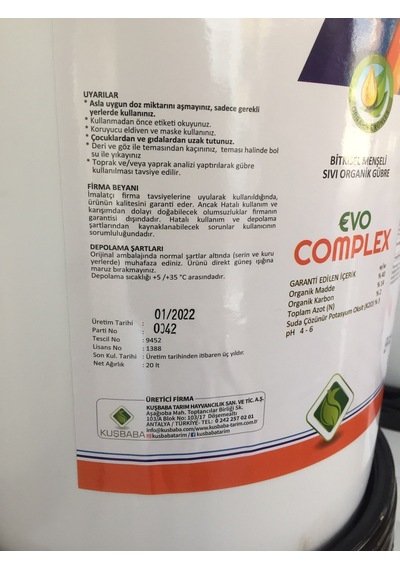 Evo Complex Bitkisel Menşeli Sıvı Organik Gübre 20 L
