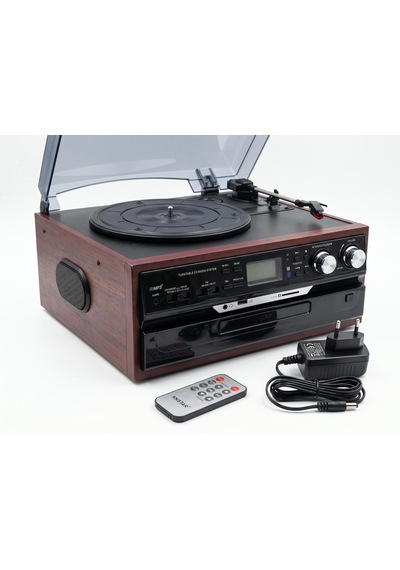 Nostaljik Ahşap Pikap Bluetooth Cd Ve Radyolu Adaptörle Çalışır Tüm Plaklara Uyumlu Müzik Seti Kn-140 Ahşap Kahverengi