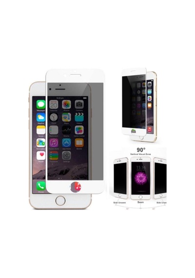 Apple Uyumlu   iPhone 7plus - 8 Plus 6d Kavisli Temperli Hayelet Ekran Koruyucu Renk - Beyaz Kırılmaz Cam
