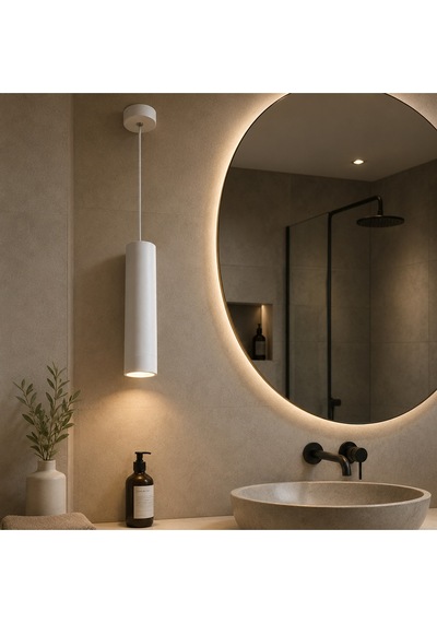 Dekoratif Metal Sarkıt 23 Cm Texture Siyah-beyaz Yatak Başı Ayna Yanı Günışığı Ampullü