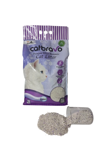 Catbravo Doğal Bentonite- Süper Topaklanan Lavanta Kokulu Kedi Kumu 10 Lt