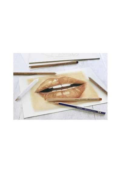 Faber-castell Klasik Sketch Seti 6 Parça, Goldfaber 2b Kalem, Pitt Monochrome, Pitt Pastel, Karıştırma Kalemi 124-Pembe