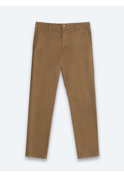 Kip Deve Tüyü Düz Dokuma Regular Fit Casual Pamuk Karışımlı Pantolon Camel