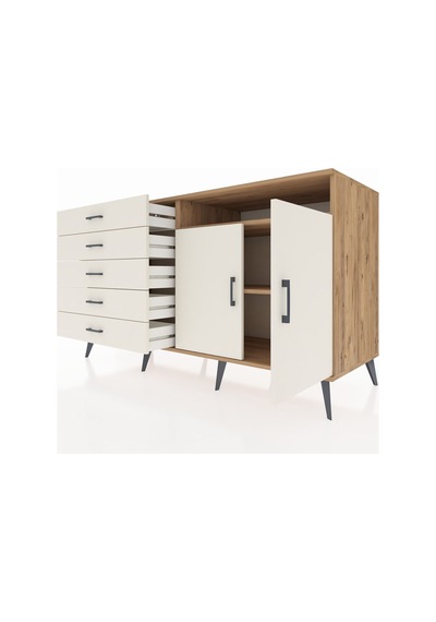 Kronos Konsol 2 Raflı 5 Çekmeceli 2 Kapaklı 176x59x99 Çam-aytaşı Çam-aytaşı