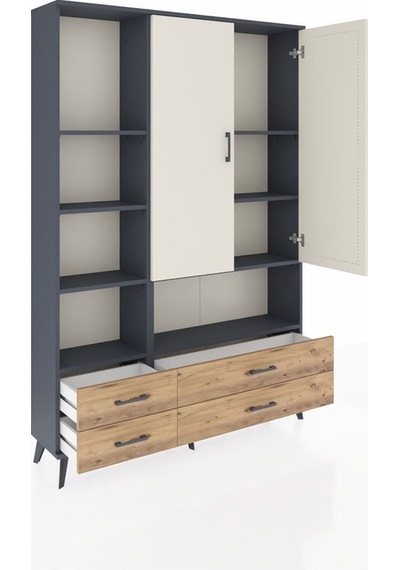 Arges Dolap 8 Raflı 4 Çekmeceli 2 Kapaklı 132x30x195 Antrasit-aytaşı/çam Aytası/atlas Çam Arges Dolap 8 Raflı 4 Çekmeceli 2 Kapaklı 132x30x195 Antrasit-aytaşı/çam Aytası/atlas Çam